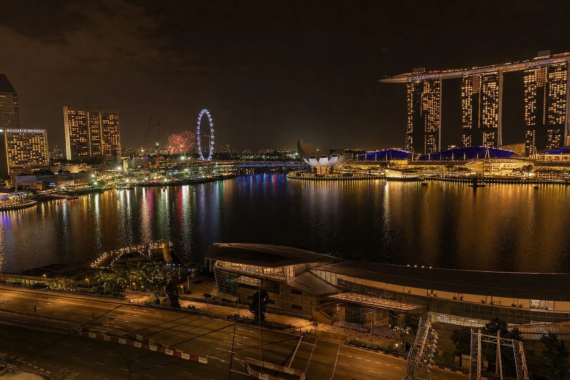 The view from the Amber Penthouse, Marina Bay at night